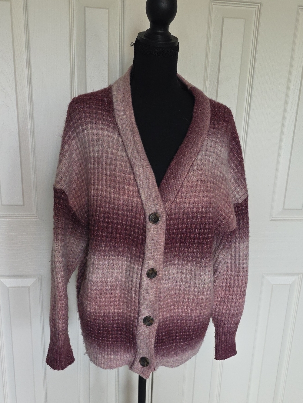 Sonoma Ombre Button-Front Cardigan in Rose and Mauve